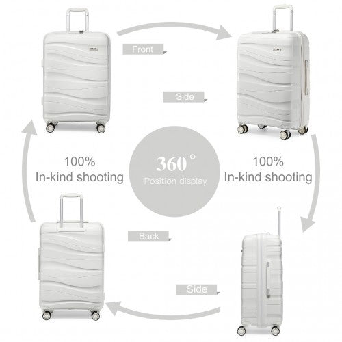 Easy Luggage K2094L - Kono 24 Inch Lightweight Polypropylene Hard Shell Suitcase With TSA Lock - Cream White