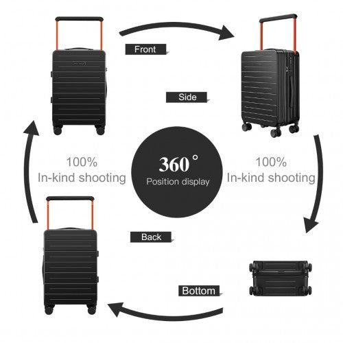 Easy Luggage K2291L - British Traveller 20 Inch Wide Handle Hard Shell PC Luggage With TSA Lock - Black