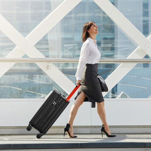 Easy Luggage K2291L - British Traveller 20 Inch Wide Handle Hard Shell PC Luggage With TSA Lock - Black