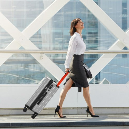 Easy Luggage K2291L - British Traveller 20 Inch Wide Handle Hard Shell PC Luggage With TSA Lock - Grey