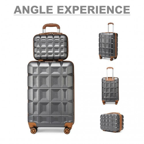 Easy Luggage K2292L - Kono 13/20 Inch Lightweight Hard Shell ABS Cabin Suitcase With TSA Lock And Vanity Case - Grey