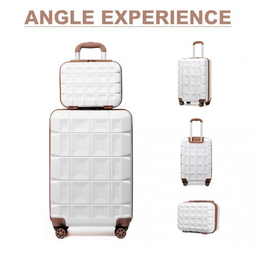 Easy Luggage K2292L - Kono 13/20 Inch Lightweight Hard Shell ABS Cabin Suitcase With TSA Lock And Vanity Case - White