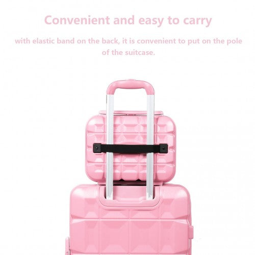 Easy Luggage K2292L - Kono 13 Inch Lightweight Hard Shell ABS Vanity Case - Pink