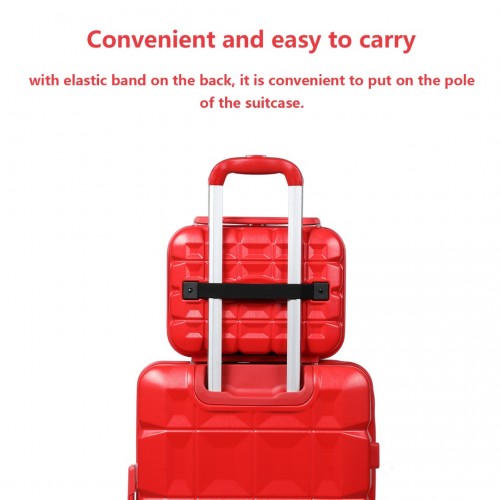 Easy Luggage K2292L - Kono 13 Inch Lightweight Hard Shell ABS Vanity Case - Red