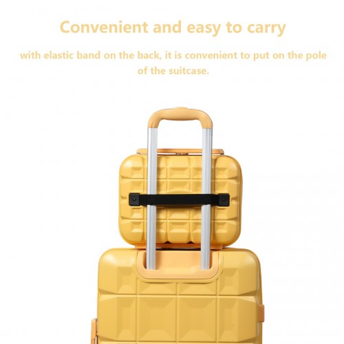 Easy Luggage K2292L - Kono 13 Inch Lightweight Hard Shell ABS Vanity Case - Yellow