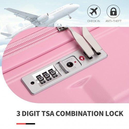 Easy Luggage K2292L - Kono 24 Inch Lightweight Hard Shell ABS Suitcase With TSA Lock - Pink