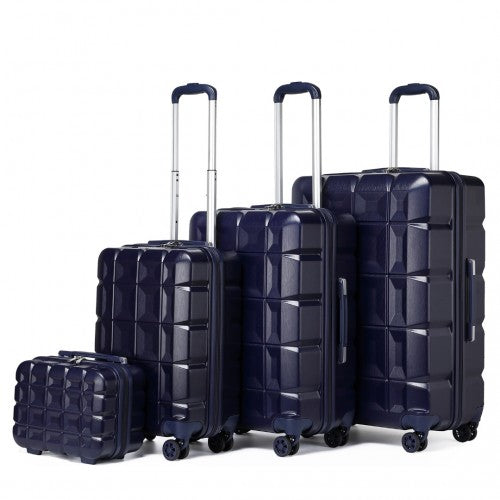 Easy Luggage K2292L - Kono Lightweight Hard Shell ABS Suitcase With TSA Lock And Vanity Case 4 Piece Set - Navy
