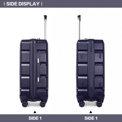 Easy Luggage K2292L - Kono Lightweight Hard Shell ABS Suitcase With TSA Lock And Vanity Case 4 Piece Set - Navy