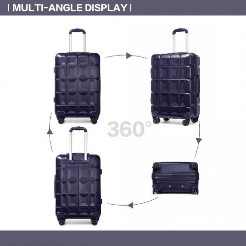 Easy Luggage K2292L - Kono Lightweight Hard Shell ABS Suitcase With TSA Lock And Vanity Case 4 Piece Set - Navy