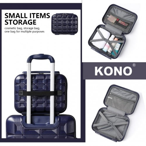 Easy Luggage K2292L - Kono Lightweight Hard Shell ABS Suitcase With TSA Lock And Vanity Case 4 Piece Set - Navy
