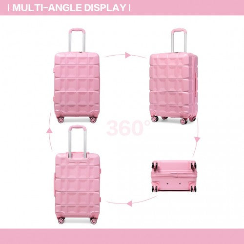 Easy Luggage K2292L - Kono Lightweight Hard Shell ABS Suitcase With TSA Lock And Vanity Case 4 Piece Set - Pink