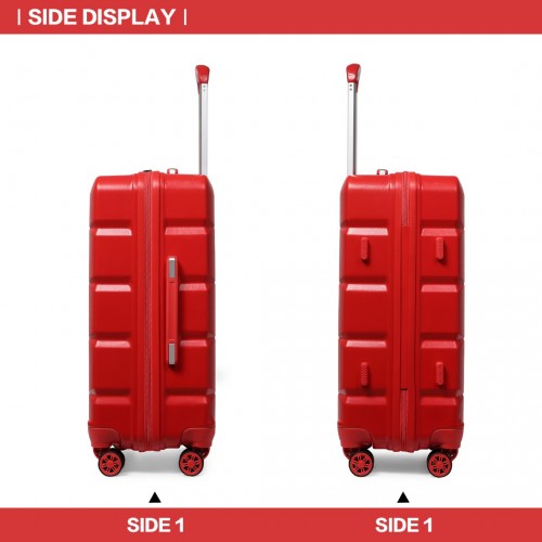 Easy Luggage K2292L - Kono Lightweight Hard Shell ABS Suitcase With TSA Lock And Vanity Case 4 Piece Set - Red