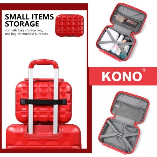 Easy Luggage K2292L - Kono Lightweight Hard Shell ABS Suitcase With TSA Lock And Vanity Case 4 Piece Set - Red