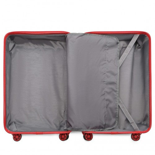 Easy Luggage K2292L - Kono Lightweight Hard Shell ABS Suitcase With TSA Lock And Vanity Case 4 Piece Set - Red