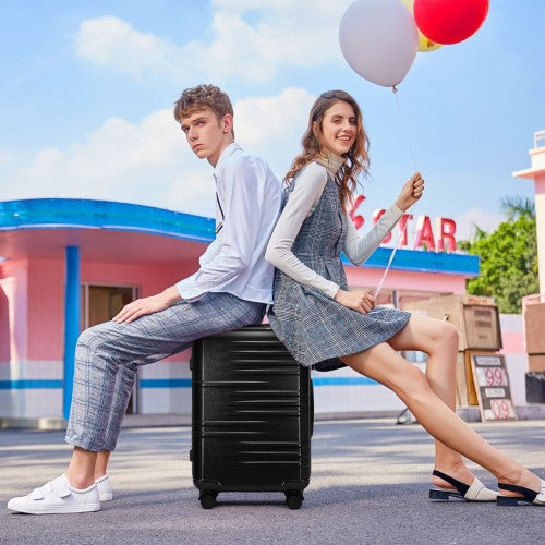 Easy Luggage K2391L - British Traveller 28 Inch Durable Polycarbonate and ABS Hard Shell Suitcase With TSA Lock - Black