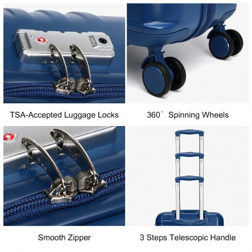 Easy Luggage K2391L - British Traveller 24 Inch Durable Polycarbonate and ABS Hard Shell Suitcase With TSA Lock - Navy