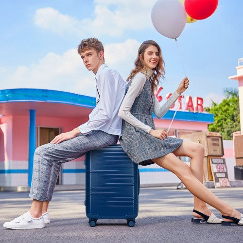 Easy Luggage K2391L - British Traveller 24 Inch Durable Polycarbonate and ABS Hard Shell Suitcase With TSA Lock - Navy