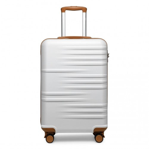 Easy Luggage K2391L - British Traveller 20 Inch Durable Polycarbonate and ABS Hard Shell Suitcase With TSA Lock - White
