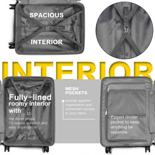 Easy Luggage K2392L - British Traveller 3 Pcs Multi-Texture Polypropylene Hard Shell Suitcase With TSA Lock - Black