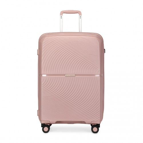 Easy Luggage K2393L - British Traveller 3 Pcs Set Spinner Hard Shell PP Suitcase With TSA Lock - Nude