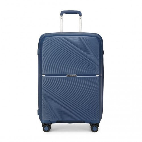 Easy Luggage K2393L - British Traveller 3 Pcs Set Spinner Hard Shell PP Suitcase With TSA Lock - Navy