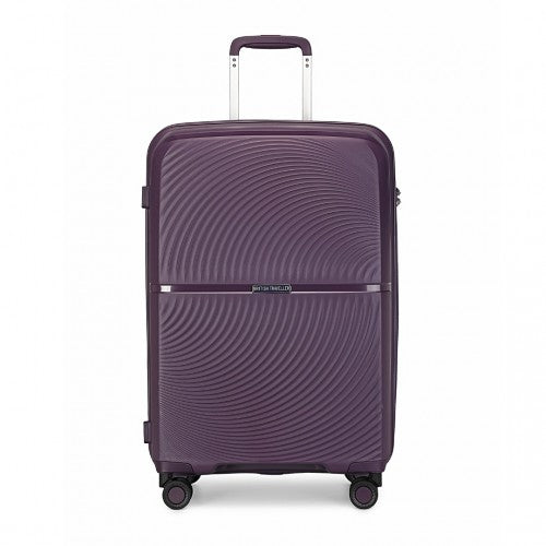 Easy Luggage K2393L - British Traveller 3 Pcs Set Spinner Hard Shell PP Suitcase With TSA Lock - Purple
