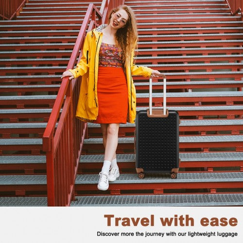 Easy Luggage K2394L - Kono 24 Inch Flexible Hard Shell ABS Suitcase With TSA Lock - Black