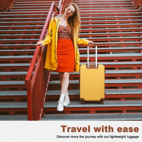 Easy Luggage K2394L - Kono 20 Inch Cabin Size Flexible Hard Shell ABS Suitcase With TSA Lock - Yellow