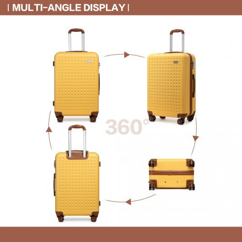 Easy Luggage K2394L - Kono Flexible Hard Shell ABS Suitcase With TSA Lock And Vanity Case 4 Piece Set - Yellow
