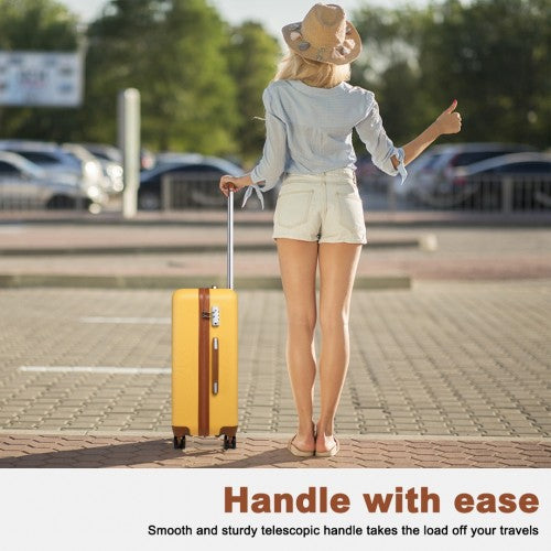 Easy Luggage K2394L - Kono Flexible Hard Shell ABS Suitcase With TSA Lock And Vanity Case 4 Piece Set - Yellow