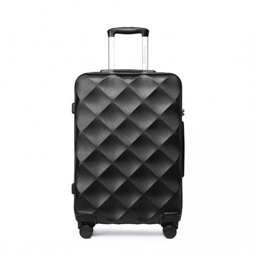 Easy Luggage K2395L - British Traveller 24 Inch Ultralight ABS And Polycarbonate Bumpy Diamond Suitcase With TSA Lock - Black