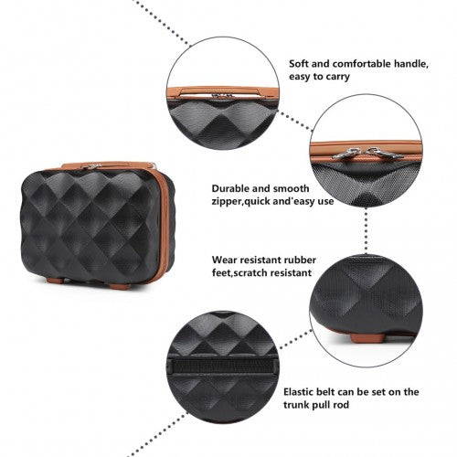 Easy Luggage K2395L - British Traveller 13 Inch Ultralight ABS And Polycarbonate Vanity Case - Black And Brown