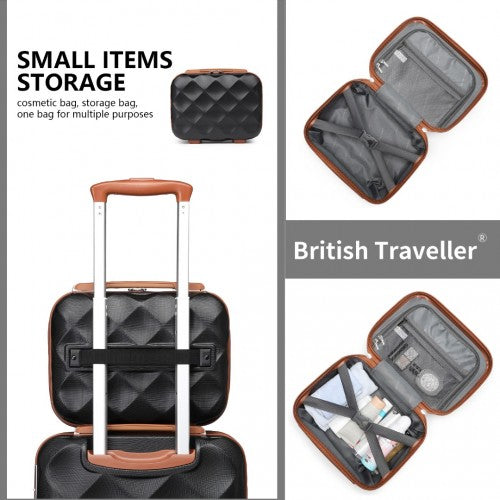 Easy Luggage K2395L - British Traveller 13 Inch Ultralight ABS And Polycarbonate Vanity Case - Black And Brown
