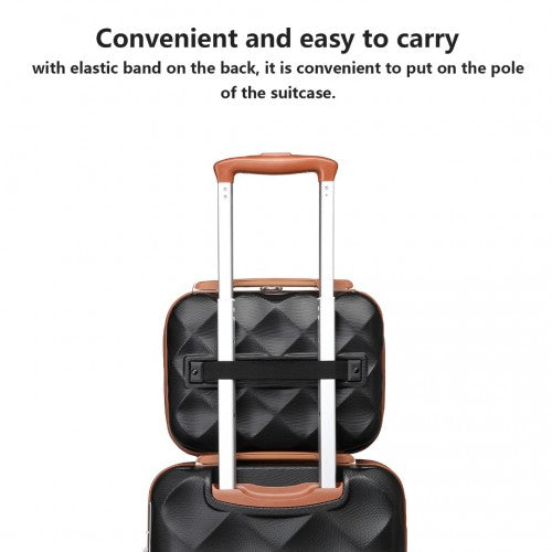 Easy Luggage K2395L - British Traveller 13 Inch Ultralight ABS And Polycarbonate Vanity Case - Black And Brown