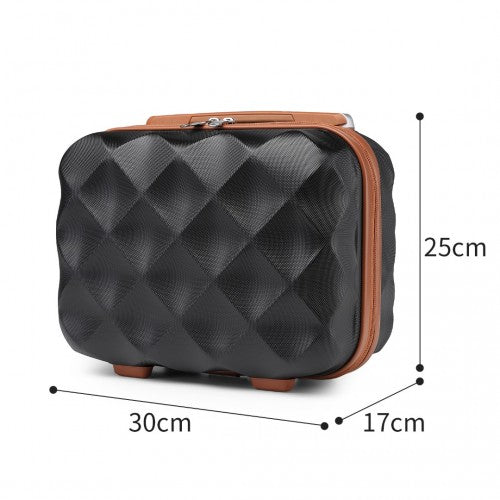 Easy Luggage K2395L - British Traveller 13 Inch Ultralight ABS And Polycarbonate Vanity Case - Black And Brown