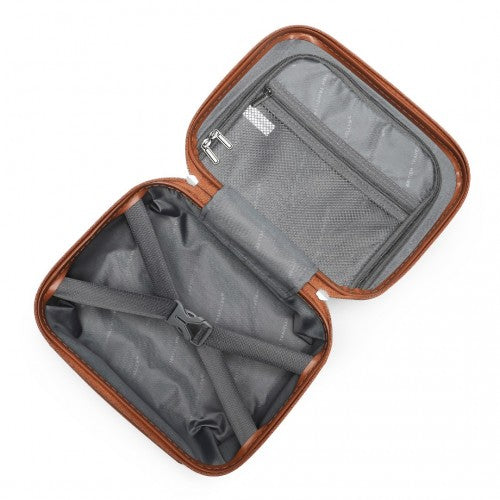 Easy Luggage K2395L - British Traveller 13 Inch Ultralight ABS And Polycarbonate Vanity Case - Black And Brown