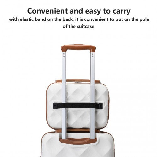 Easy Luggage K2395L - British Traveller 13 Inch Ultralight ABS And Polycarbonate Vanity Case - Cream