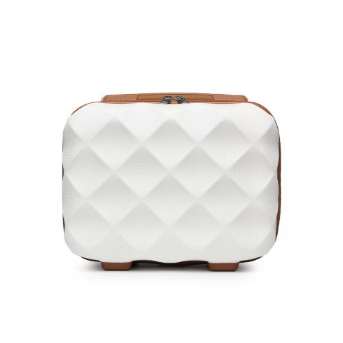 Easy Luggage K2395L - British Traveller 13 Inch Ultralight ABS And Polycarbonate Vanity Case - Cream