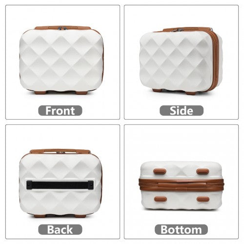 Easy Luggage K2395L - British Traveller Ultralight ABS And Polycarbonate Bumpy Diamond 4 Pcs Luggage Set With TSA Lock - Cream