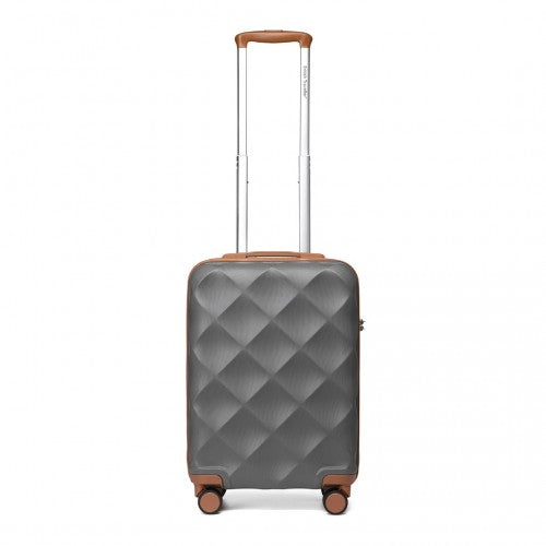 Easy Luggage K2395L - British Traveller 20 Inch Ultralight ABS And Polycarbonate Bumpy Diamond Suitcase With TSA Lock - Grey And Brown