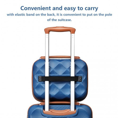 Easy Luggage K2395L - British Traveller 13 Inch Ultralight ABS And Polycarbonate Vanity Case - Navy And Brown