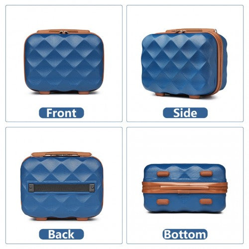 Easy Luggage K2395L - British Traveller Ultralight ABS And Polycarbonate Bumpy Diamond 4 Pcs Luggage Set With TSA Lock - Navy And Brown