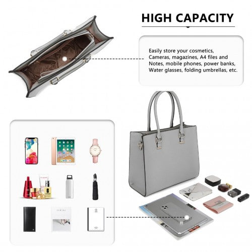 Easy Luggage L1509-1 - Miss Lulu Leather Look Classic Square Shoulder Bag - Grey