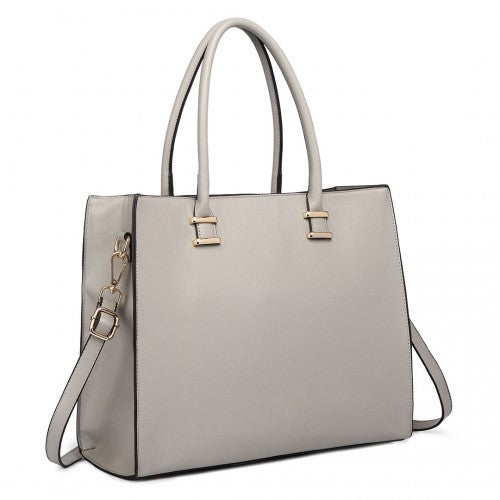 Easy Luggage L1509 - Miss Lulu Leather Look Classic Square Shoulder Bag Grey