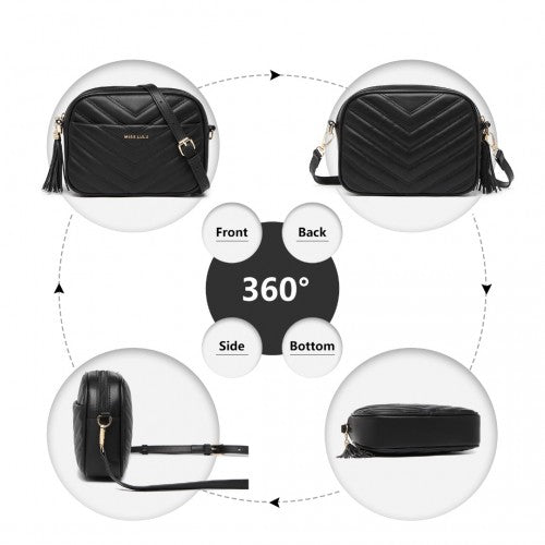 Easy Luggage LA2119-1 - Miss LuLu Lightweight Quilted Leather Cross body Bag - Black