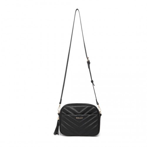 Easy Luggage LA2119-1 - Miss LuLu Lightweight Quilted Leather Cross body Bag - Black