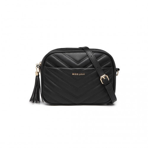 Easy Luggage LA2119-1 - Miss LuLu Lightweight Quilted Leather Cross body Bag - Black