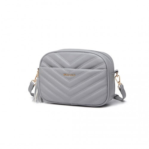 Easy Luggage LA2119-1 - Miss LuLu Lightweight Quilted Leather Cross body Bag - Grey