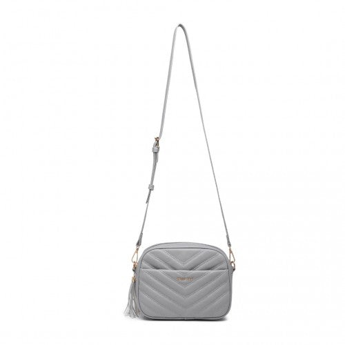 Easy Luggage LA2119-1 - Miss LuLu Lightweight Quilted Leather Cross body Bag - Grey
