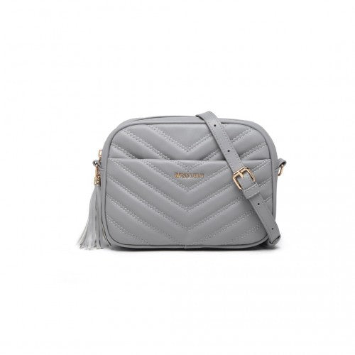 Easy Luggage LA2119-1 - Miss LuLu Lightweight Quilted Leather Cross body Bag - Grey